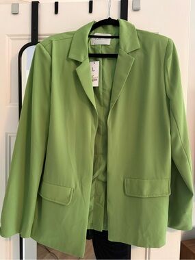 BNWT YaYa Women's Light Green Open-Front Blazer Jacket